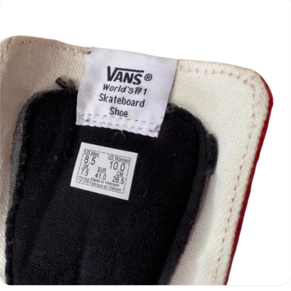Vans Sk8-Hi Women's 10 Sneakers Mens 8.5 High Tops Red White Suede Skateboard SB - Picture 7 of 10